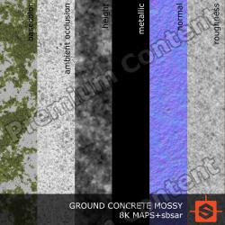 PBR substance material of ground concrete mossy created in substance designer for graphic designers and game developers